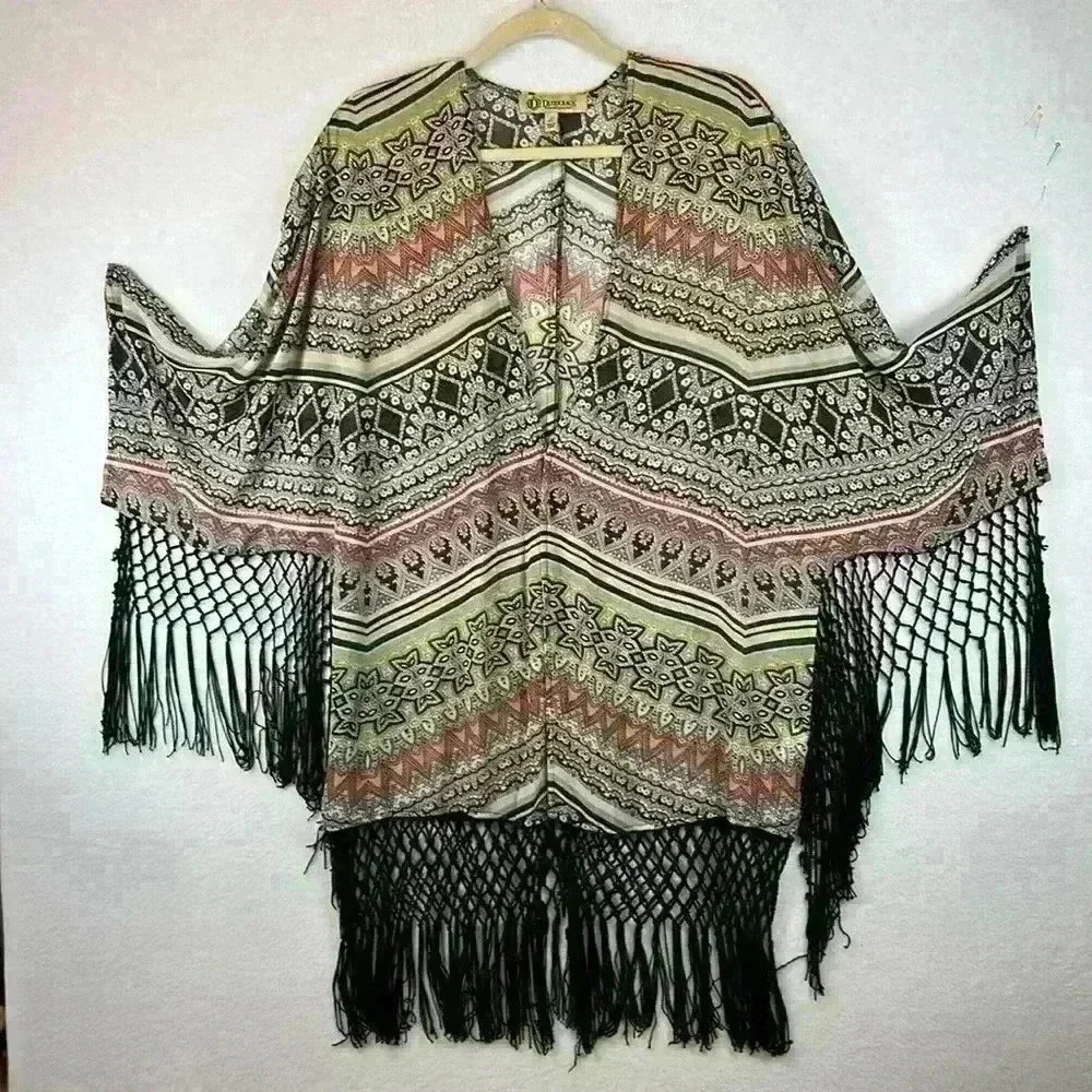 Democracy Kimono / Sheer Cardigan Colorful Women’s Size Large